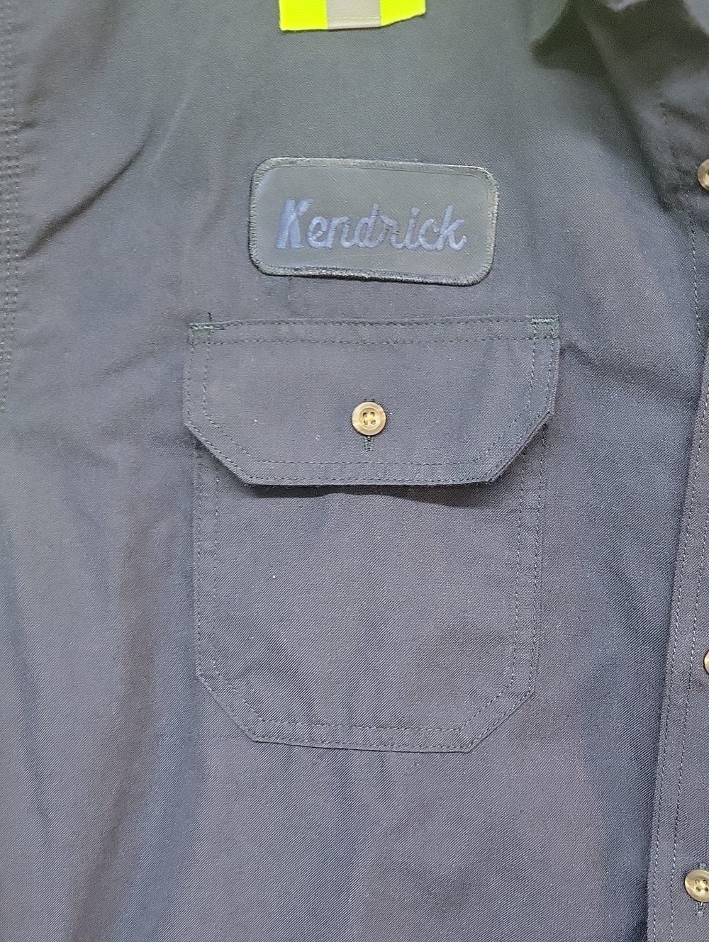 Carhartt Work Shirt with High-Vis Stripes - Navy & Lime/Gray Mens Size 2X - Picture 4 of 11